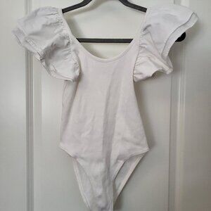 Zara White Butterfly Sleeve Bodysuit